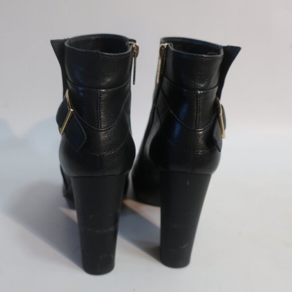 Authentic Womens Hogan Black Leather Platform Block Heel Zip Booties 40 US/10 - Picture 8 of 16